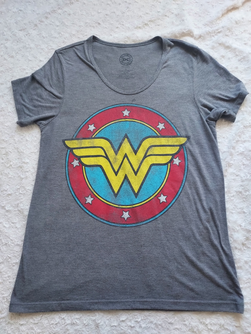 DC Comics Wonder Woman Logo Grey Super Hero Tee XL Girl Power